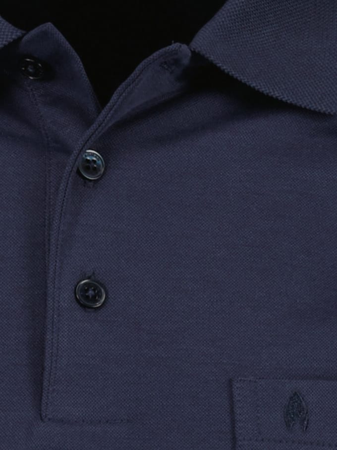 Ragman Softknit Polo Longsleeve Uni Breast Pocket Marine / male