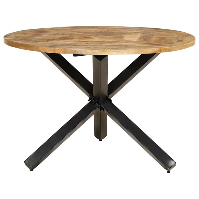 vidaXL - Eettafel - Ø110x76 - cm - massief - ruw - mangohout
