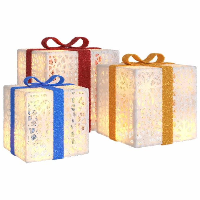 vidaXL - Kerstfiguur - cadeaudoos - 3 - st - verlicht - 64 - warmwitte - LED's