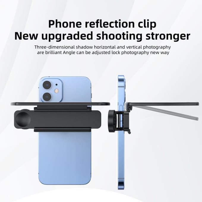 Draagbare Smartphone Camera Spiegel Reflectie Clip Kit met Draagtas Reinigingsdoekje Verstelbaar