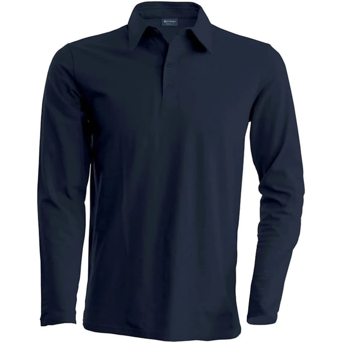 Herenpoloshirt met knopen en lange mouwen Donkergrijs - L
