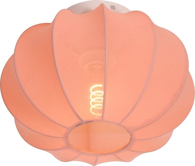 Olucia - DEBORAH - Plafondlamp - Roze / Wit - Vorm: Ovaal