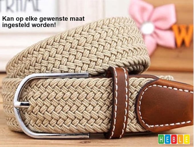 *** Elastische Geweven Riem Gevlochten Riem Rekbaar Camel Kleurig - van Heble® ***