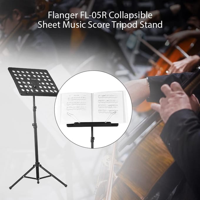 Flanger Opvouwbare Bladmuziek Partituur Statief Stand Houder Beugel Aluminiumlegering met zwart