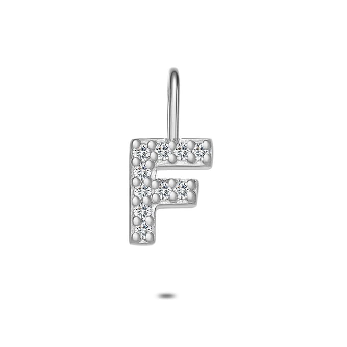 Twice As Nice Hanger in zilver, letter F met steentjes