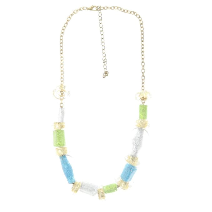 Behave Ketting goudkleur met transparante kralen met glitter – 47 cm mode-accessoire