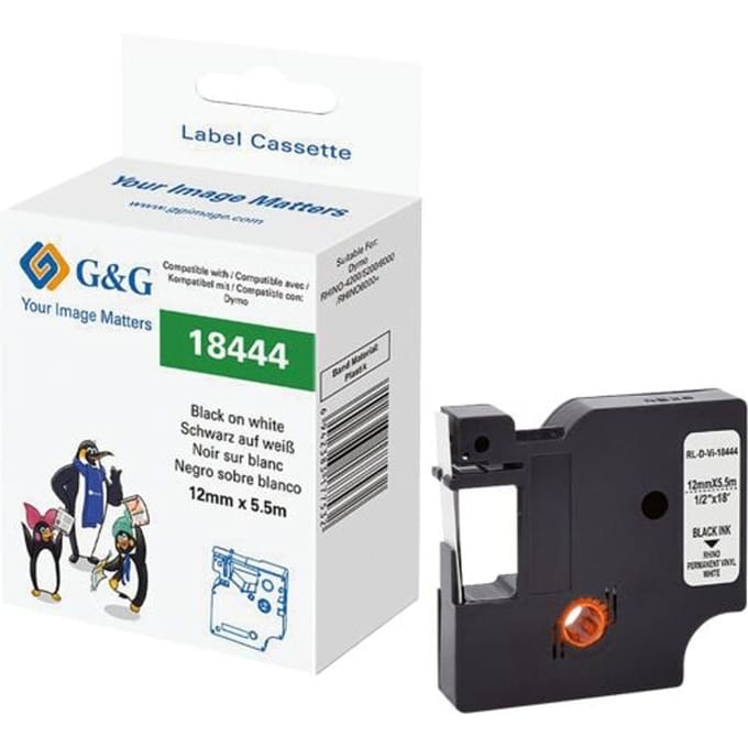 G&G Labeltape Vinyl Tapekleur: Wit Tekstkleur: Zwart 12 mm 5.5 m