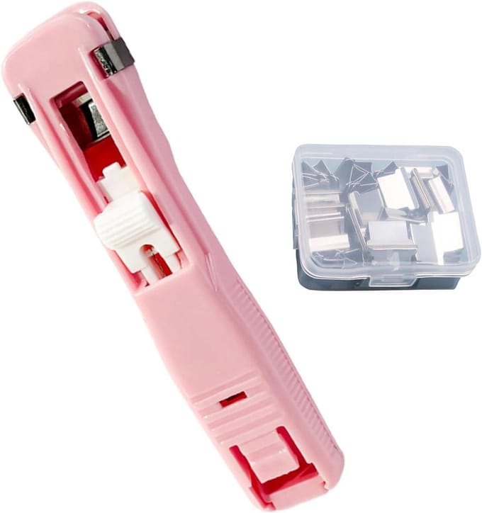 Papiernietmachine - Bindspanner - Documenten Binden - Nietjesloos Nieten - 45 Vellen - Roze