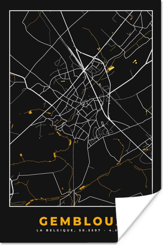 Poster Gembloux - Stadskaart - Goud - Kaart - Plattegrond - 40x60 cm