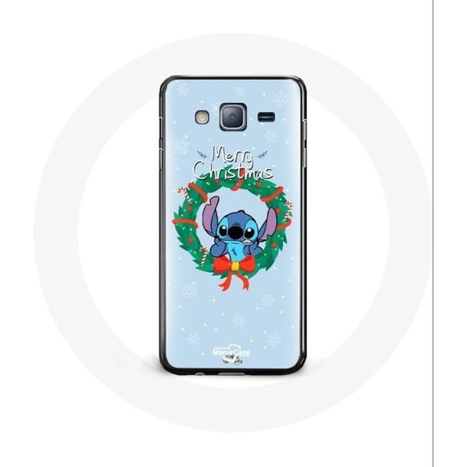 Coque pour Samsung Galaxy J3 2016 Stitch neige joyeux Noël bleu