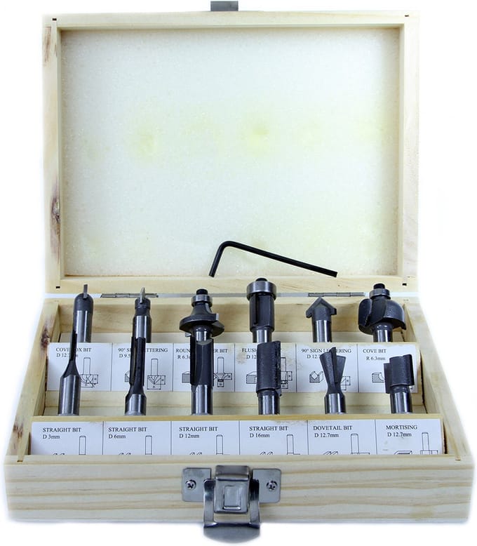 Frees voor houtfrees 12-delig - 8 mm schacht groeffrees bovenfrees Fraeser