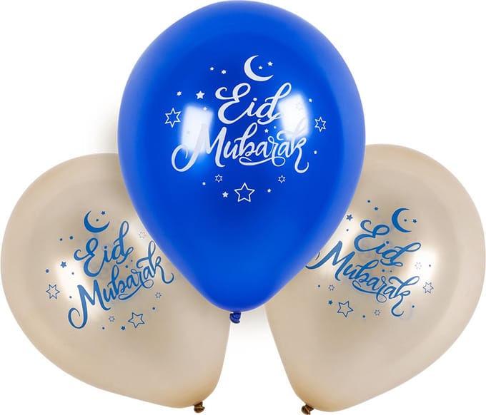 Boland - Set 6 latex ballonnen 'Eid Mubarak' - Multi - Knoopballon