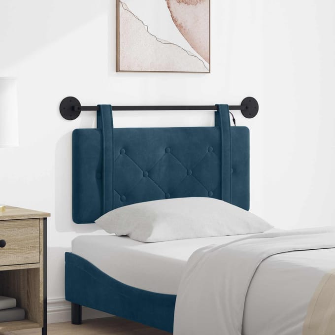 vidaXL - Hangend - hoofdbord - Met - LED-verlichting - Blauw - Fluweel