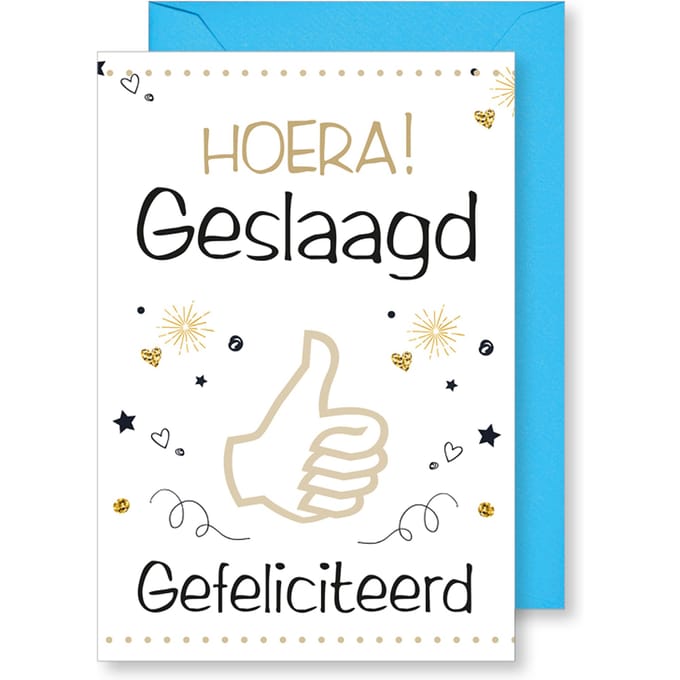 6 Wenskaarten met gekleurde envelop - MGPcards - Geslaagd - 11,5 x 17 cm