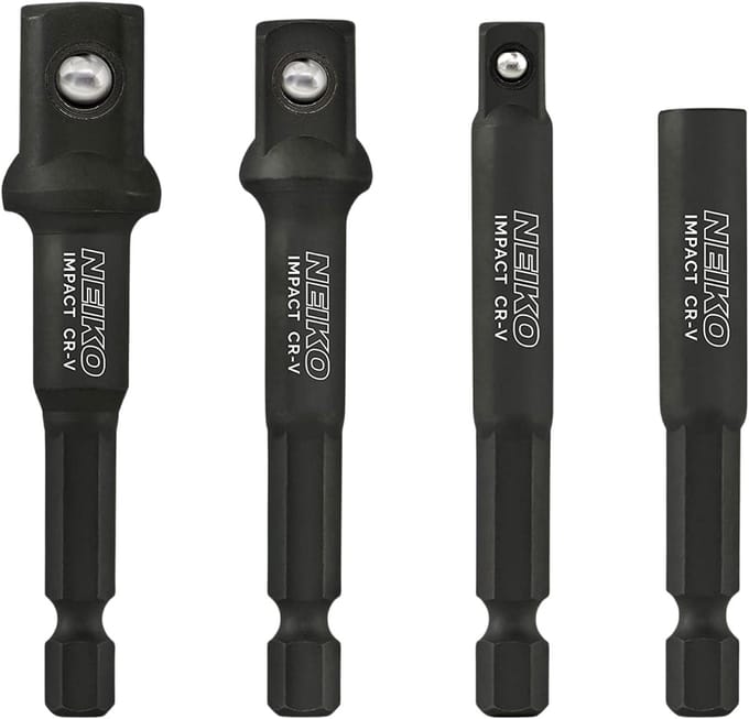 Socket Adapter Set - Bit Houder - Slagmoeren Vast - 4 Delig Set - 3 Inch Lengte