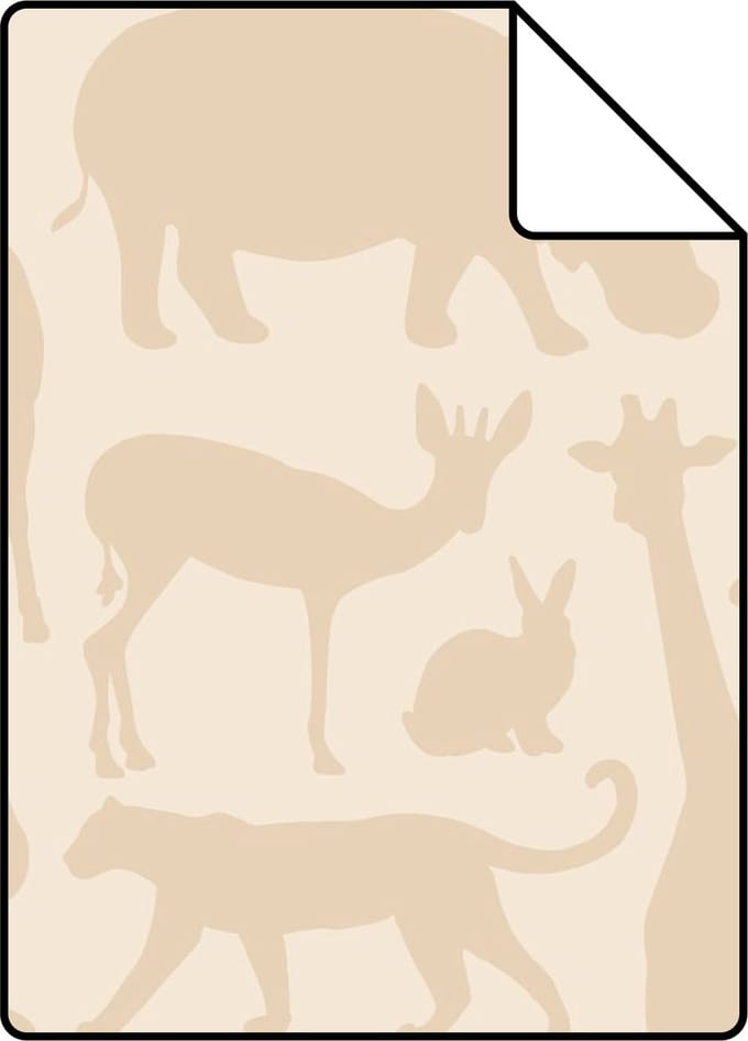 Proefstaal ESTAhome behang dieren beige - 26.5 x 21 cm - 139788-S