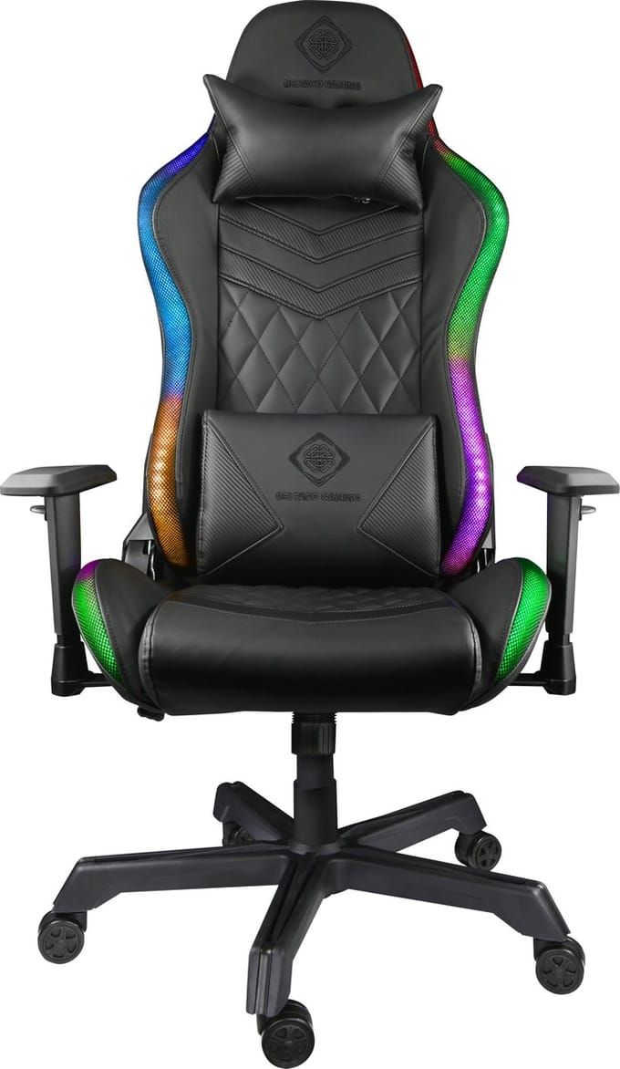 Deltaco DC410 Gamestoel - Ergonomisch - RGB - Nek- en Rugkussen - Zwart