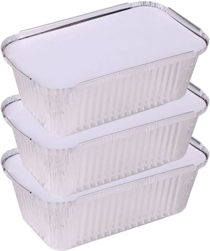 Elite Meal prep voedsel bewaar bakjes - Aluminium - 3x - 25 x 15 x 7 cm - met deksel