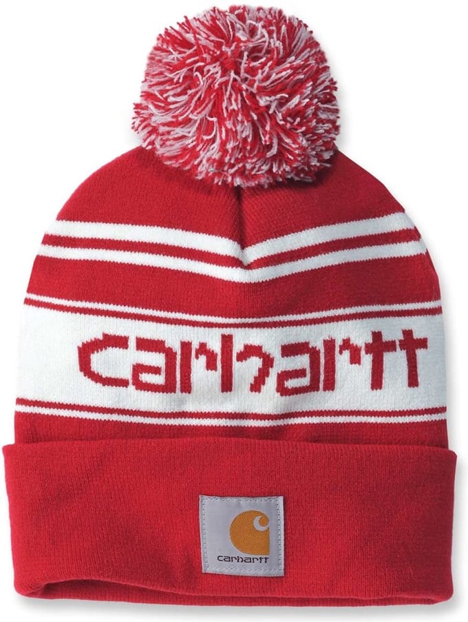 Carhartt Mütze Knit Cuffed Logo Beanie Red/Winter White Marl