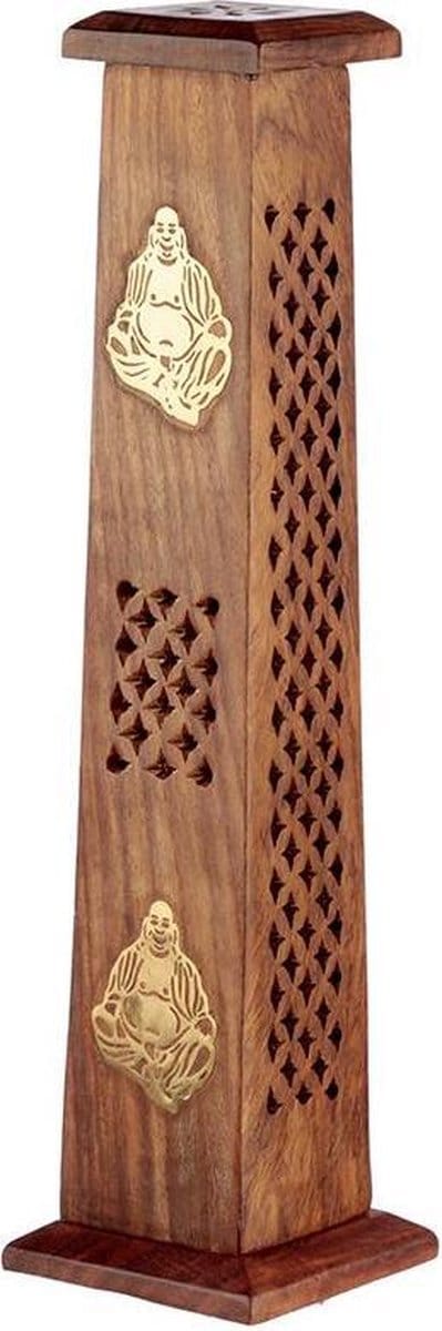 Sheesham Hout Toren Wierookhouder - Chinese Boeddha