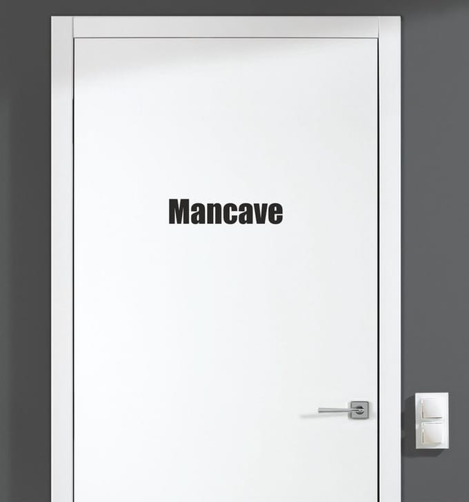 Deursticker - Mancave - Zwart 15x3,5