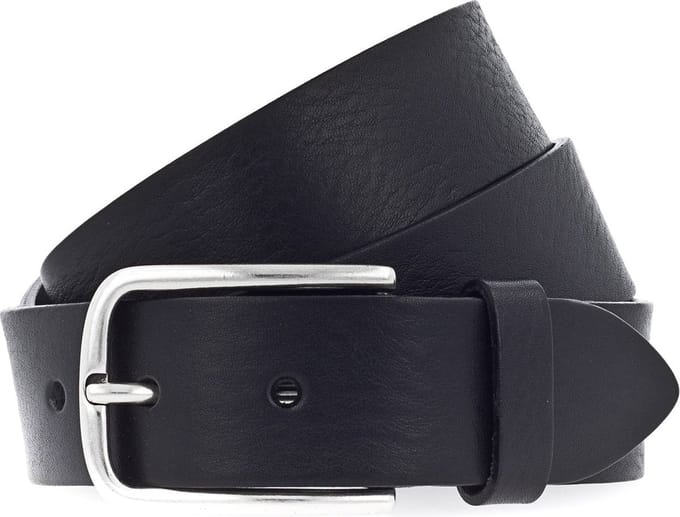 Vanzetti Leren Riem Denim Love 35mm Full Leather Belt W100 Black Zwart