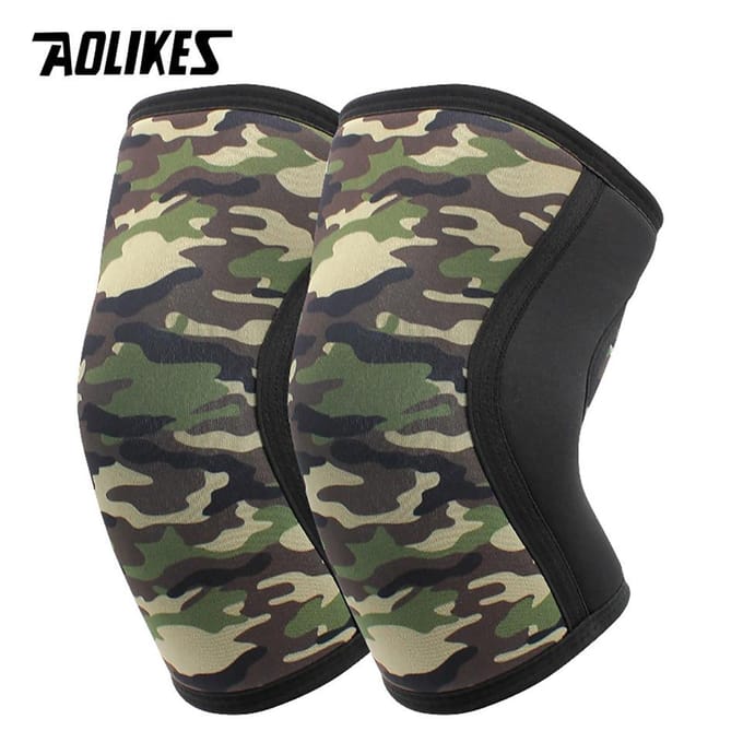 Manchons de genou Aolikes 7 mm Support Squat Compression Néoprène Genouillère de Sport pour Crossfit Haltérophilie M