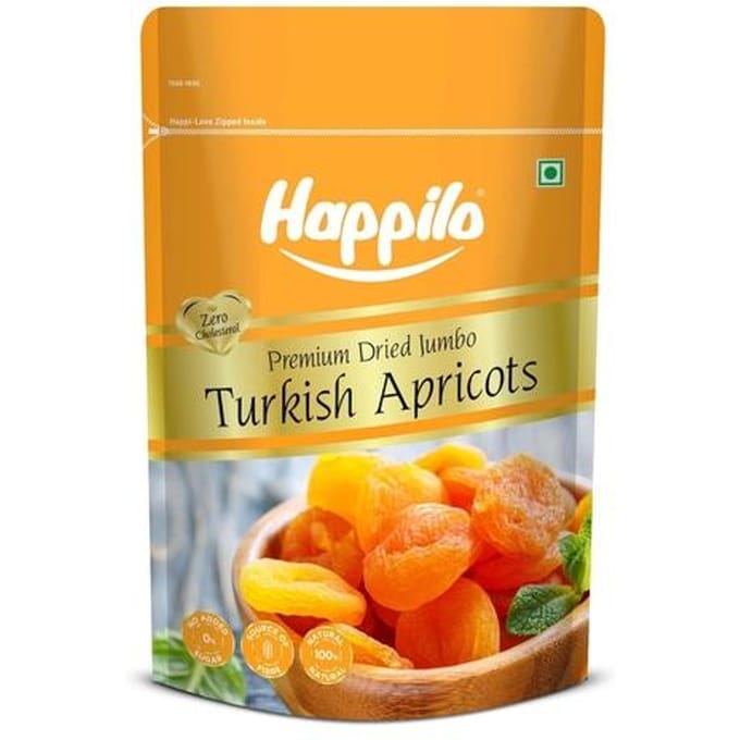 Abricots turcs séchés de qualité supérieure Happilo, 200 g orange
