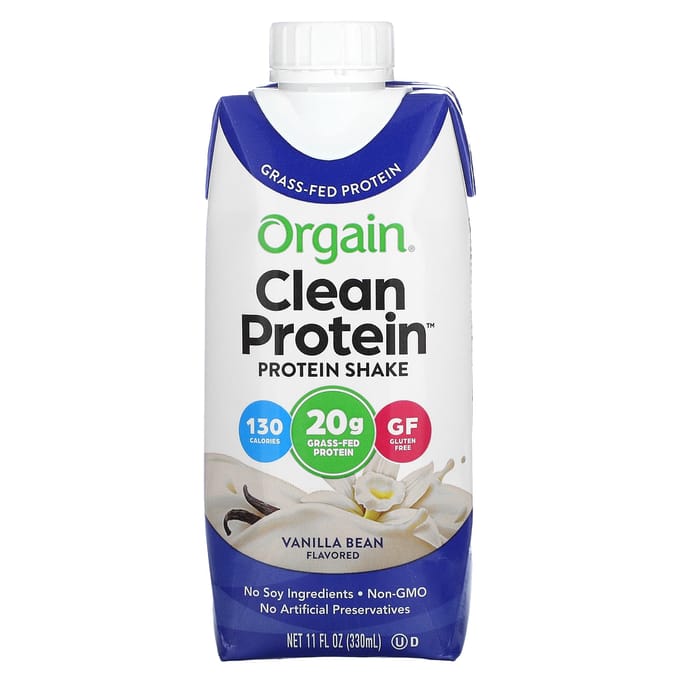 Orgain, Clean Protein Shake, Vanilleboon, 4 pakjes, 11 fl oz (330 ml) elk