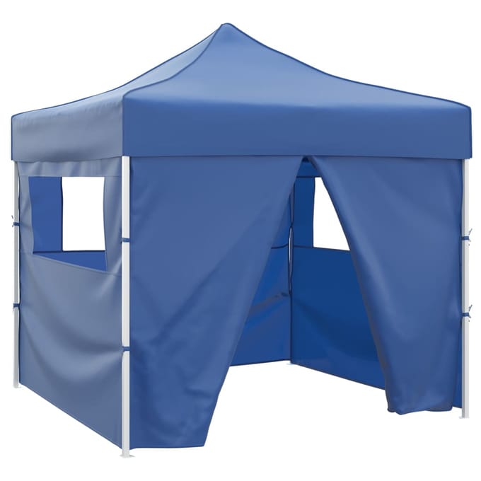 vidaXL - Vouwtent - met - 4 - zijwanden - 3x3 - m - blauw