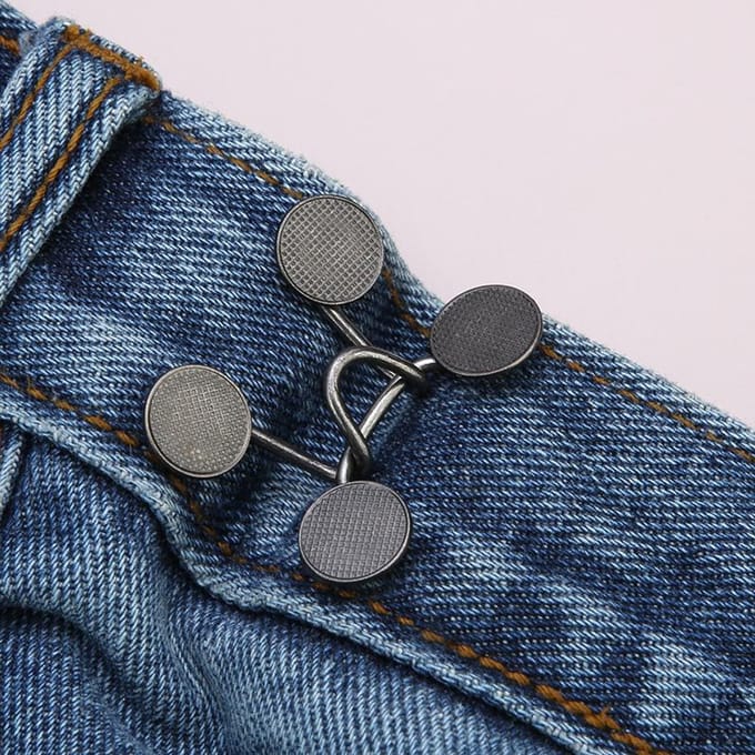 Ensembles 2 pièces Boucle de taille en métal pour jeans Ajustable Boutons pression sans clou Fixation Bouton Détachable Serre-taille Ménager 2pcs gray