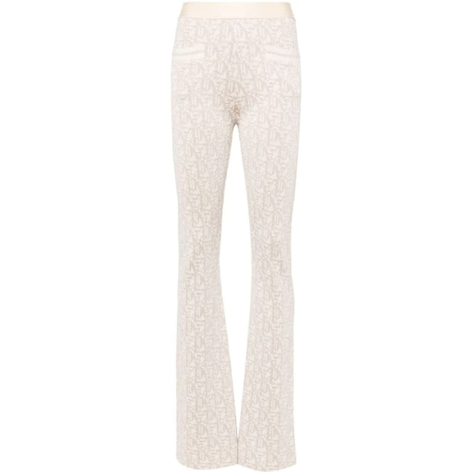 Palm Angels Monogram Jacquard Gebreide Broek Beige