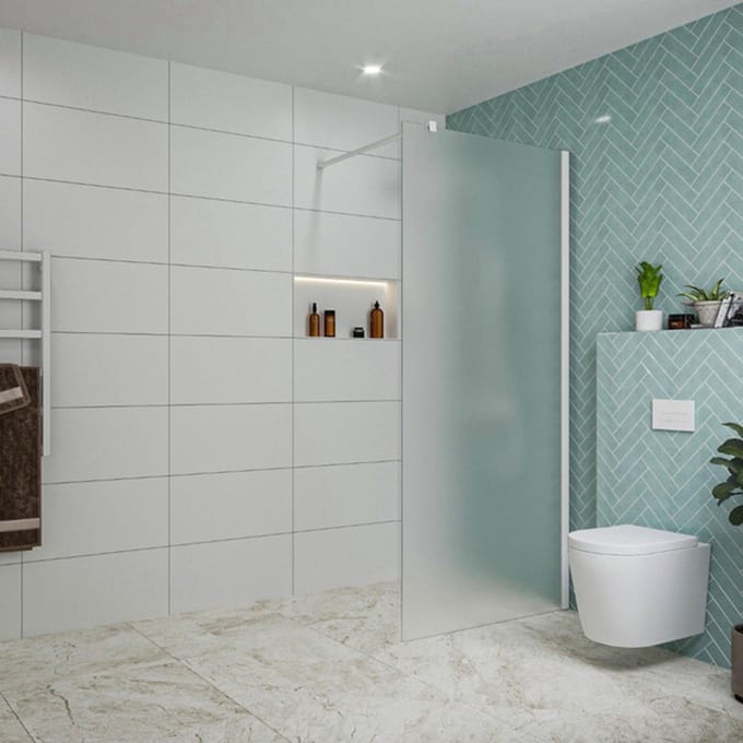 FugaFlow Eccelente Vetro inloopdouche badkamer - 90x200cm - mat glas - wandarm - mat wit -