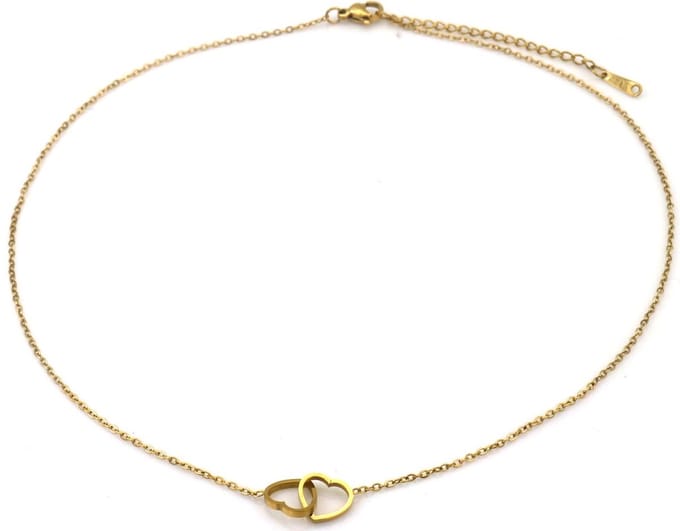Ketting - RVS - hartjes - goudkleurig - 40-45 cm