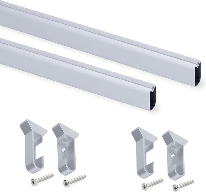 Emuca Garderobestang Silk, 750 mm, Mat geanodiseerd