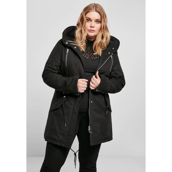 Urban Classics Winterjas - Ladies Sherpa Lined Cotton Parka - XS tot 5XL - voor Vrouwen - zwart