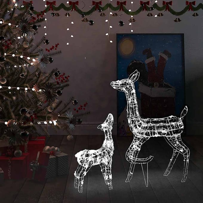 vidaXL - Kerstversiering - rendierfamilie - 160 - LED's - koudwit - acryl