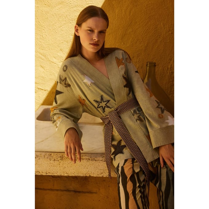 Devotion Twins Stars Jacket Jacquard With Belt Khaki Taglia: S | Giacche Outlet | Donna | Marrone