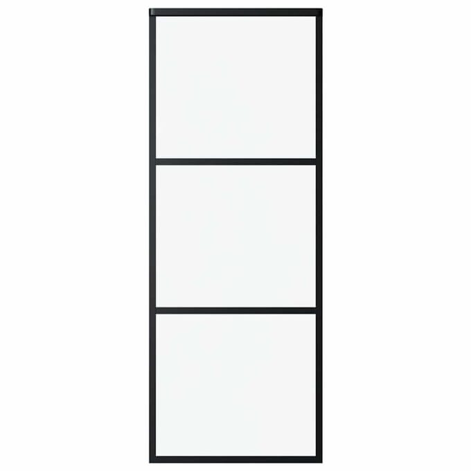 vidaXL - Schuifdeur - 3-panelen - 76x205 - cm - ESG-glas - en - aluminium - zwart