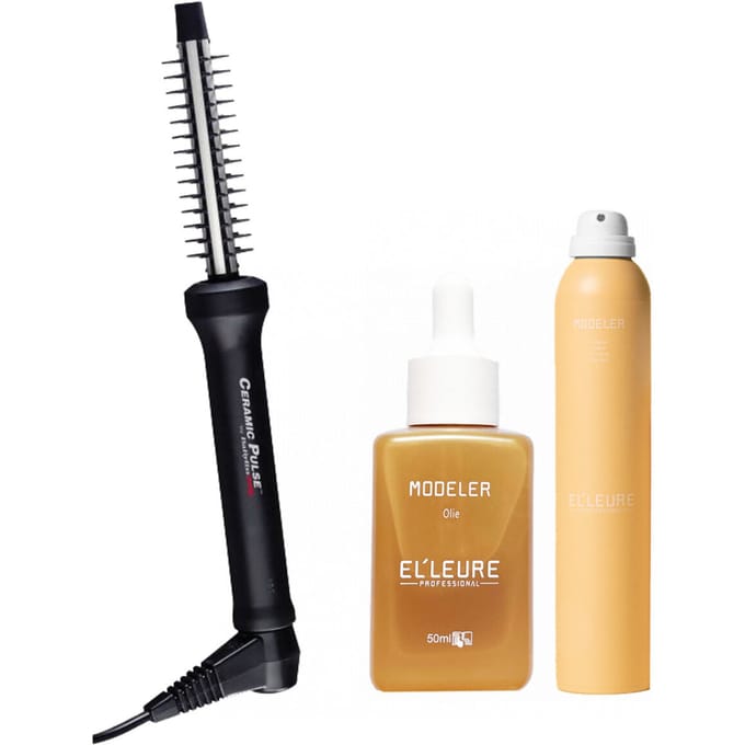 Babyliss PRO Krulborstel Ceramic 13 mm + Elleure Modeler Olie 50ml + Haarlak 300ml