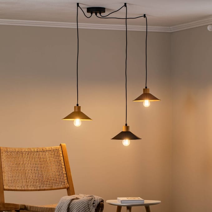 Opviq Hanglamp Manavgat N-554 3-lamps goud/zwart/koper