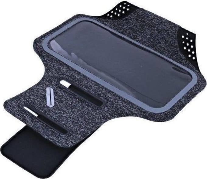Ntech Sportarmband Fabric/Stof Geschikt voor iPhone 11 Pro Max - Zwart/Grijs