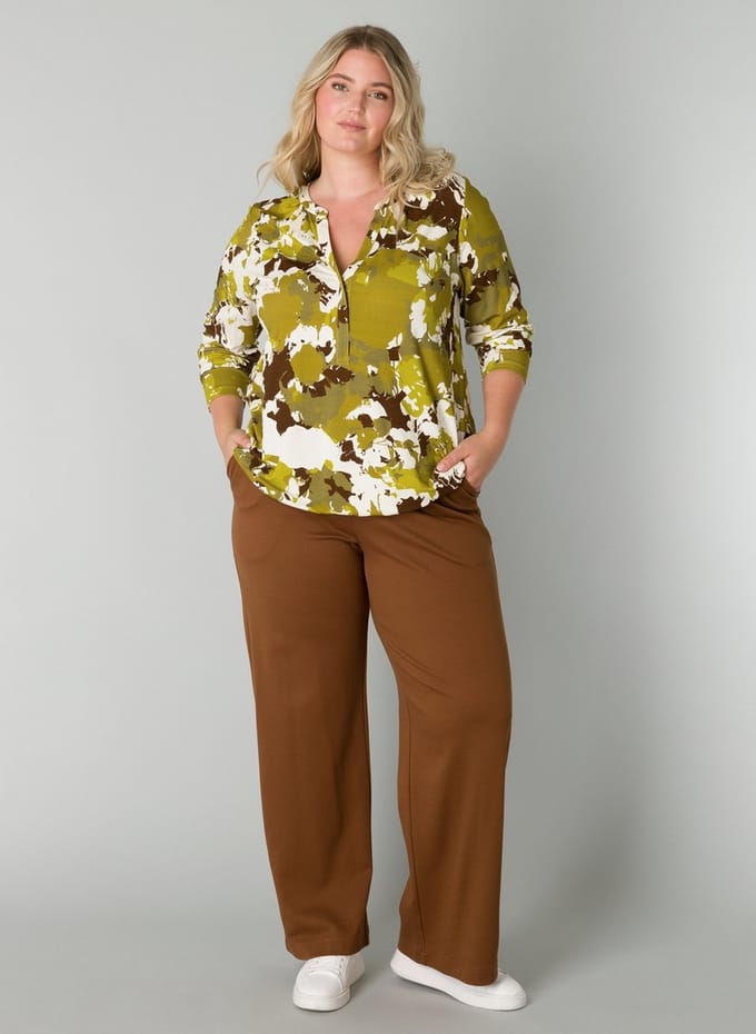 YEST CURVE Rolina Tops - Avocado Green/Multi - maat 2(50)