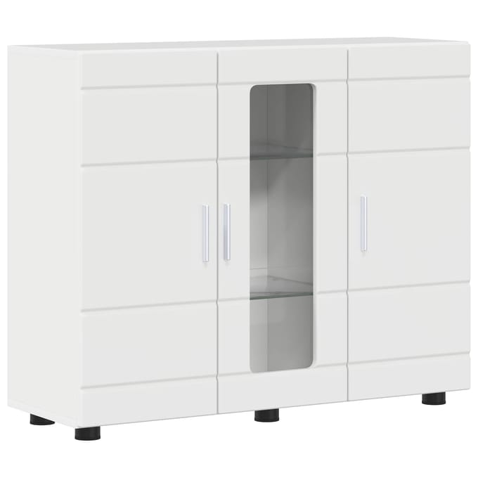 Meuble en bois blanc haute brillance 88,5 x 30,5 x 73 cm Panneau de particules