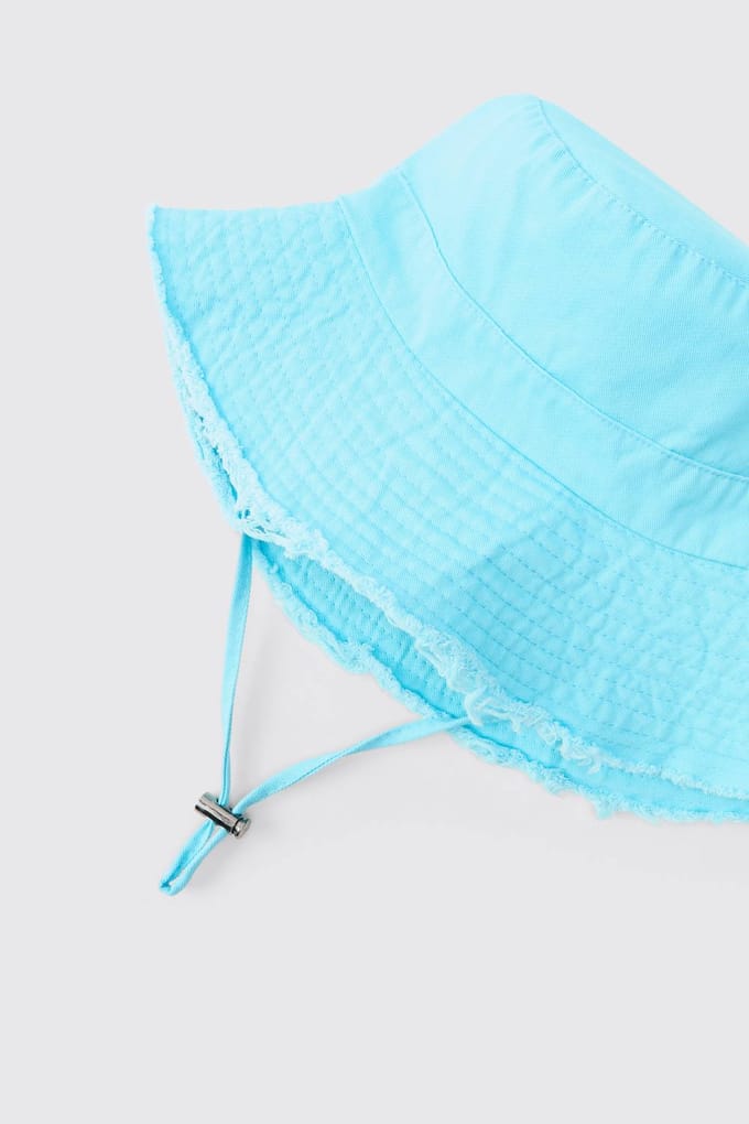 Bucket Hat With Drawstring | Blue