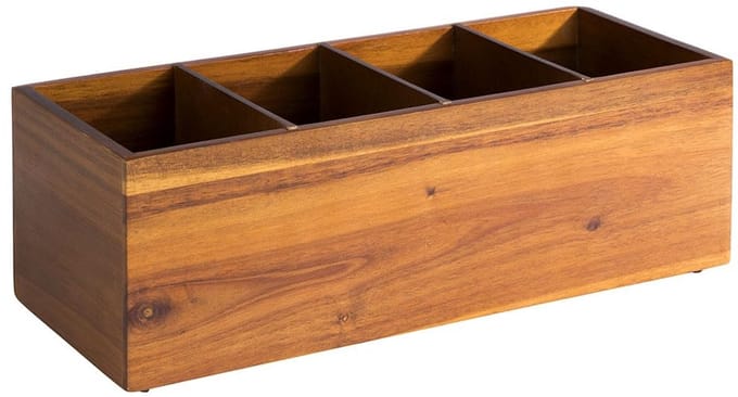APS Houten Opbergbox - 4 Vakken - Acaciahout - 36 x 14 x 12,5 cm