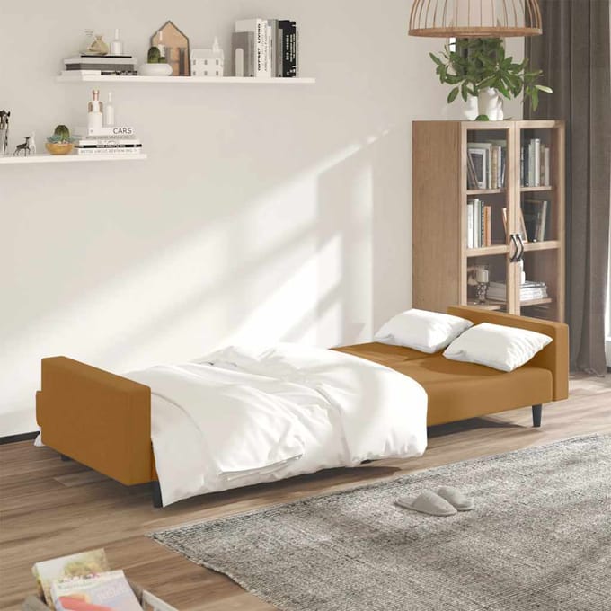 vidaXL - Slaapbank - 2-zits - fluweel - bruin