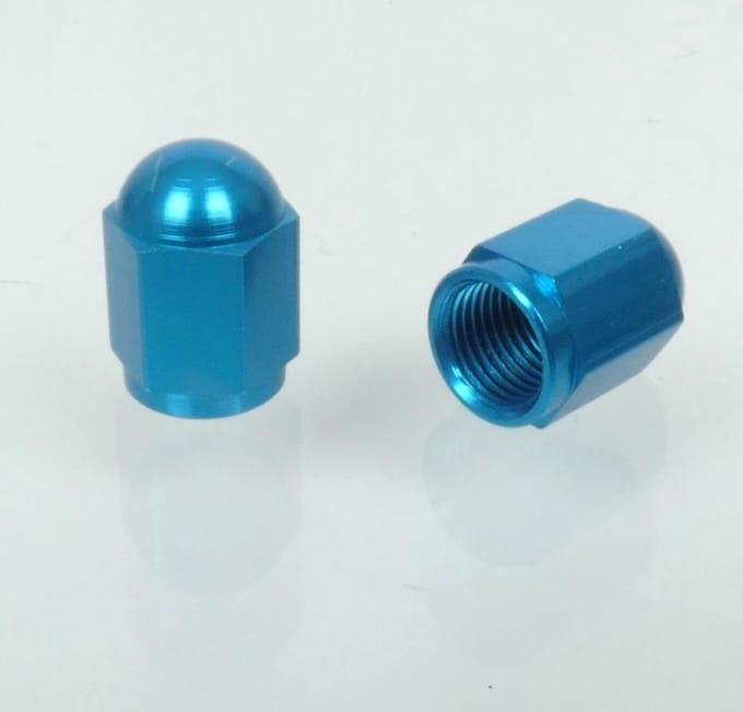 Bouchon de valve Bike It Hexagonal aluminium anodisé bleu pour moto auto Neuf