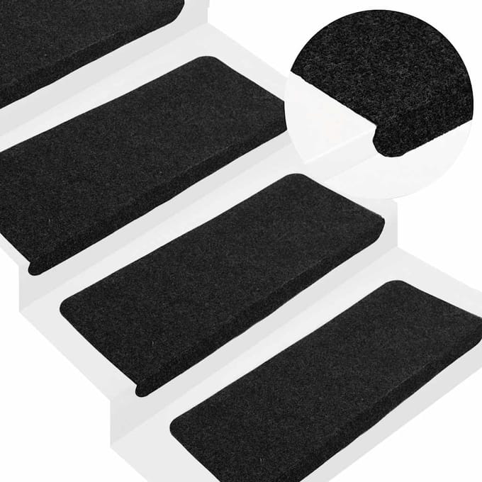 vidaXL - Trapmatten - zelfklevend - 15 - st - 65x24,5x3,5 - cm - zwart