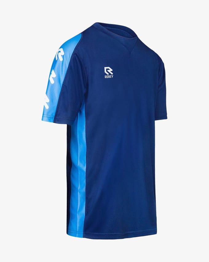 Robey Performance Shirt Korte Mouw Kinderen - Marine / Hemelsblauw | Maat: 152
